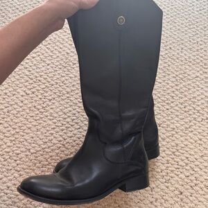 Frye Melissa Button Classic Women's Black Leather Knee-High Boots